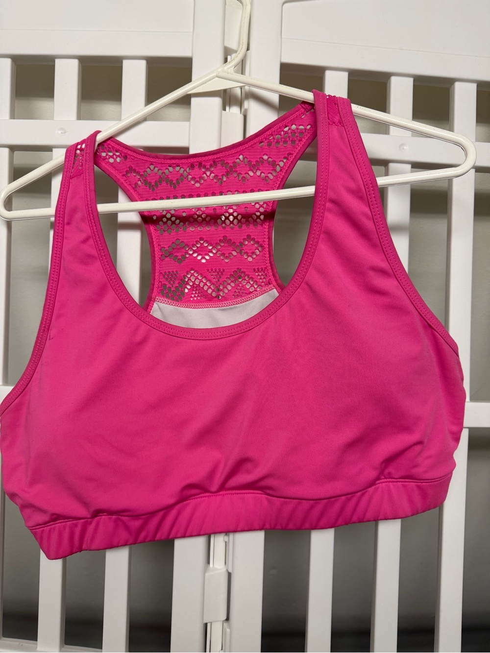 ZYIA Hot Pink Lace-Back Bomber Sports Bra
